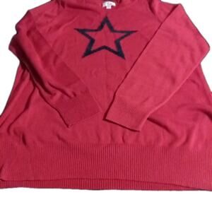 Belle By Kim Gravel LG. On Point Star Sweater Red Cotton Blend